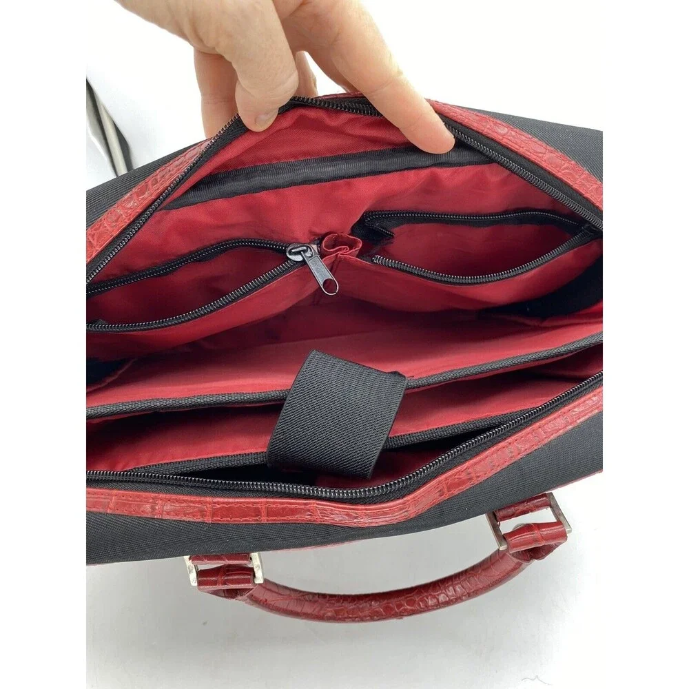 Icon Black Red Faux Crocodile Leather Fashionable Stylish Bag Laptop Case